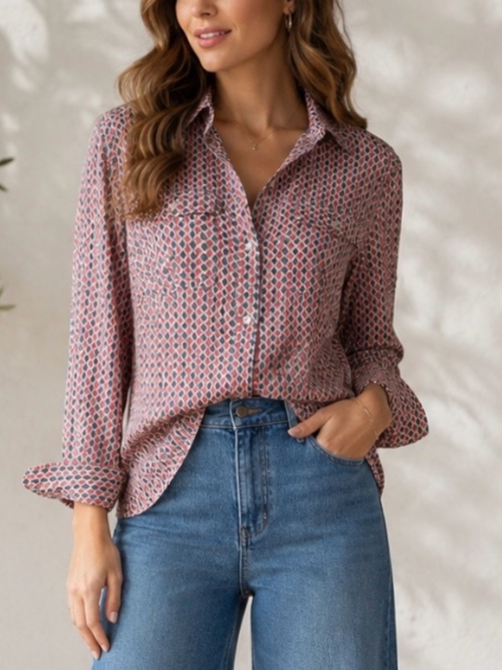 Ralph Lauren Red and Blue Geometric Shirt